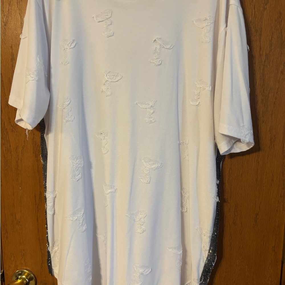 Buckle White Textured Short Sleeve Tee